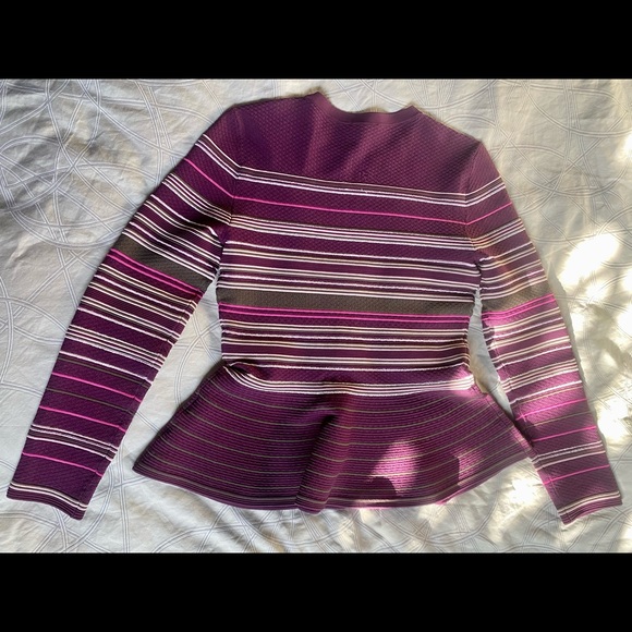 EUC Ted Baker Leytina Striped Peplum sweater, knit top, size Ted 3, US 8-10 - Picture 8 of 9